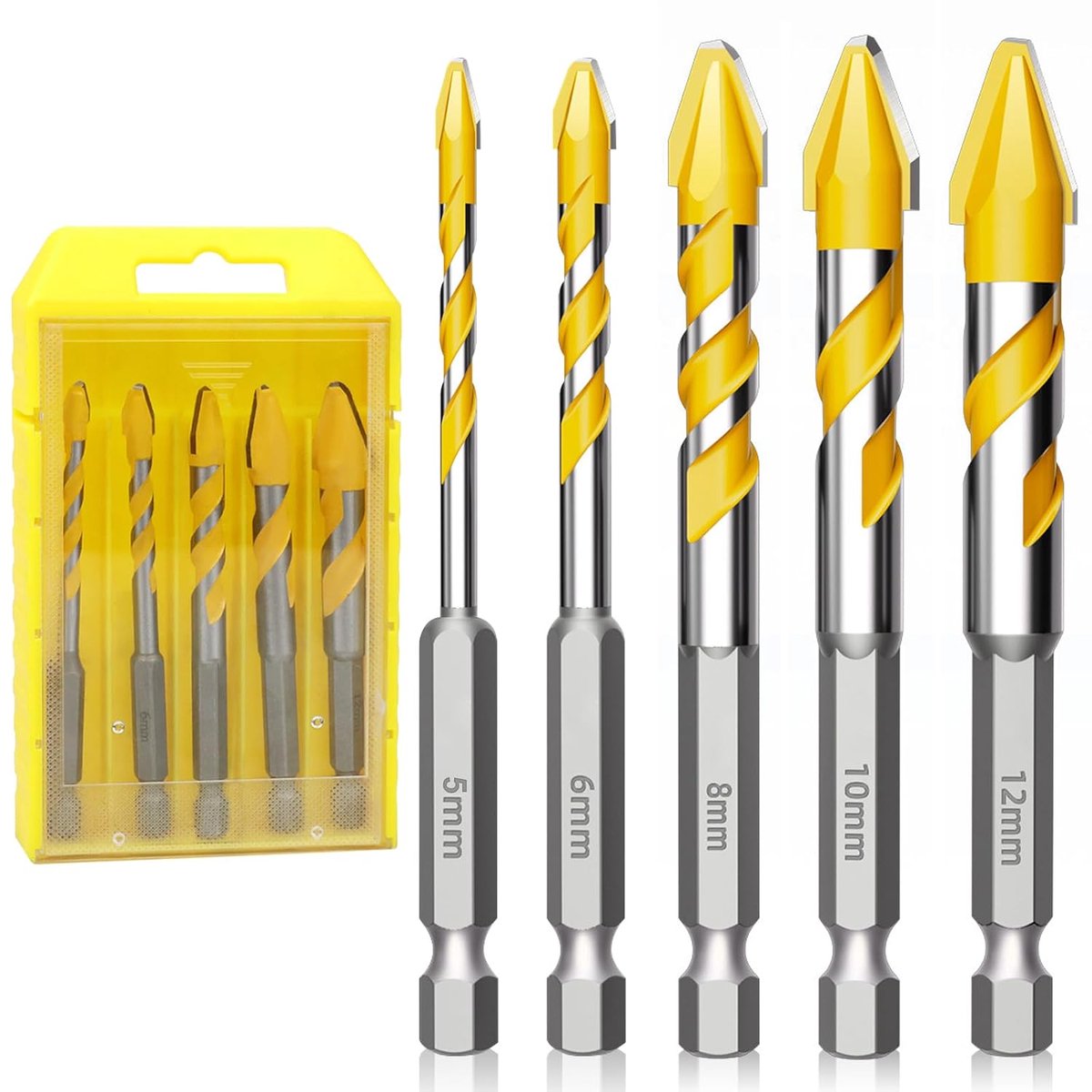 Boormetalen set voor tegels 5-delig - carbide materiaal - optimale chipafvoer - perfect voor keramiek - ShopVlot