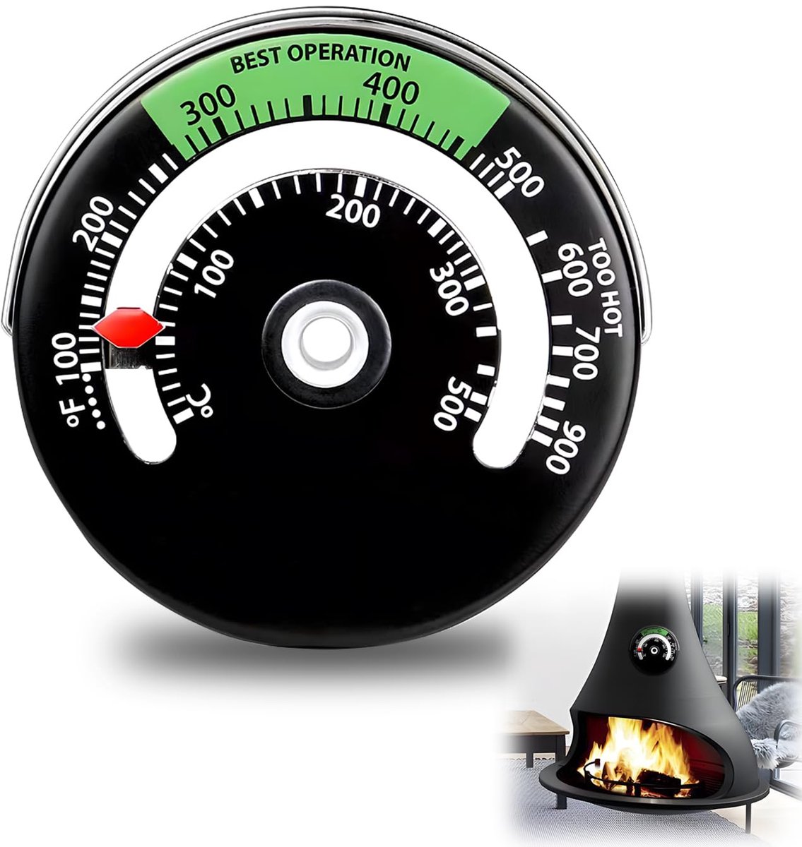 Magnetische oven thermometer - temperatuurweergave - °C en °F - voorkomt oververhitting - ShopVlot