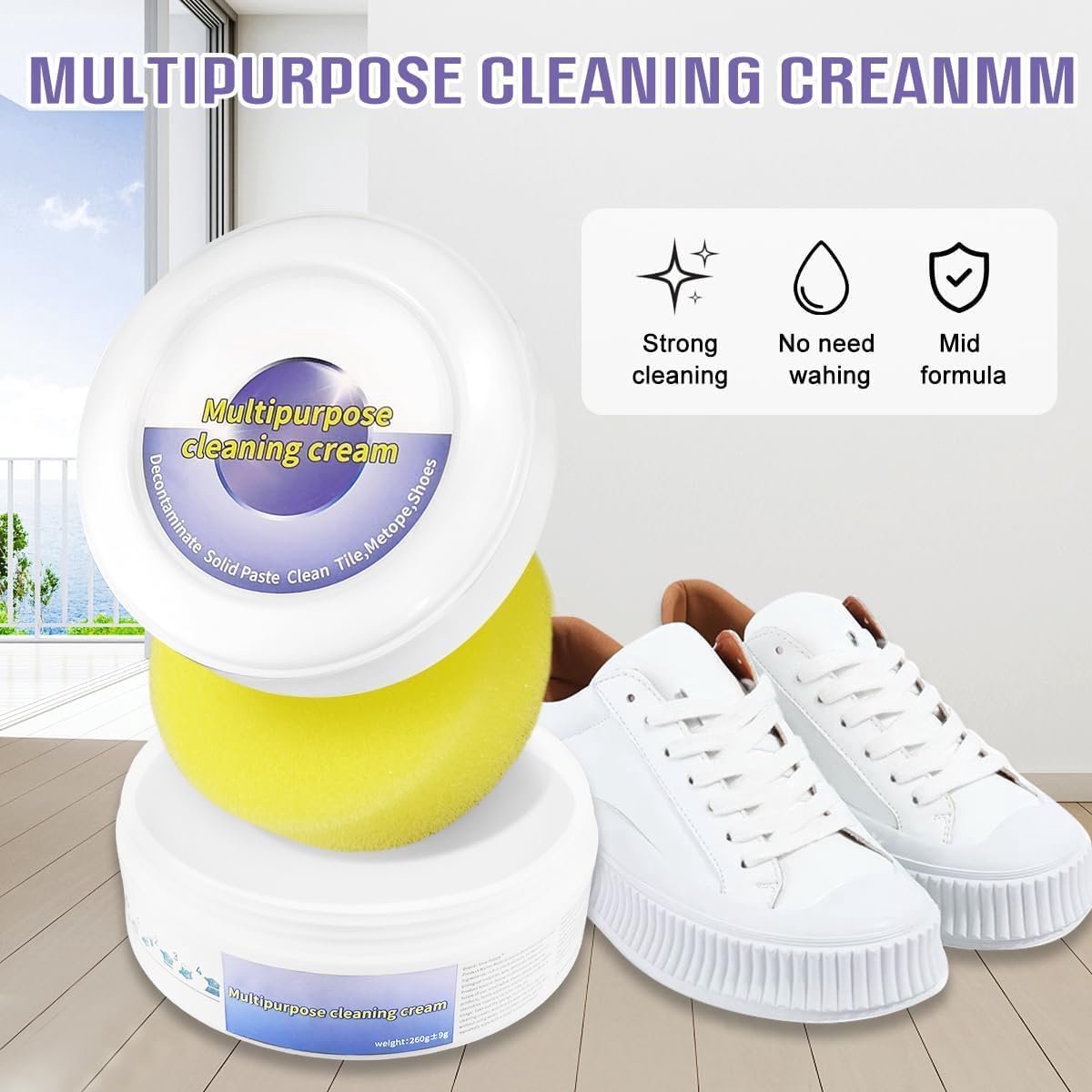 Schoonmaakcrème voor witte schoenen - multifunctionele reiniger - sterk en effectief - voor een frisse uitstraling - ShopVlot