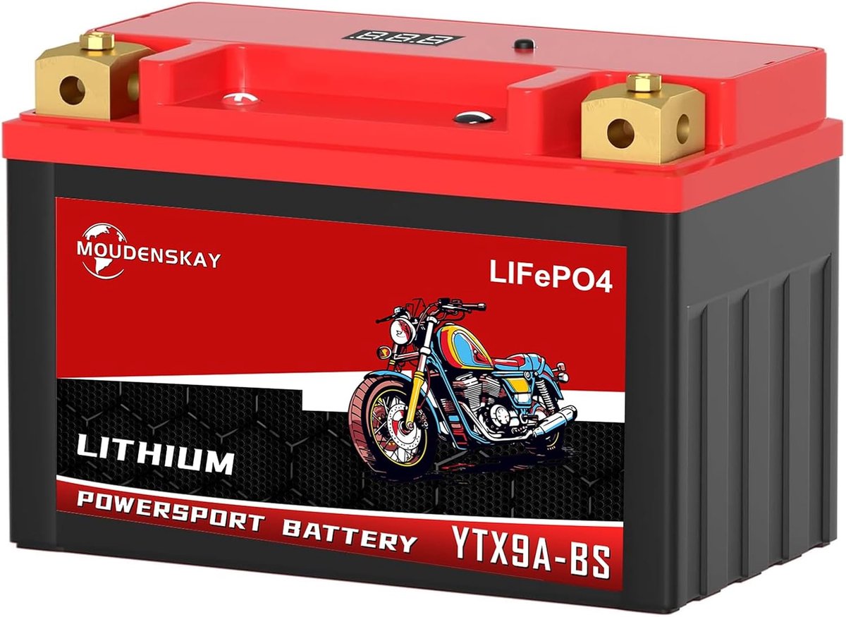 Lithium motorfietsbatterij 12V 4Ah - LiFePO4 technologie - BMS-beveiliging - snel starten - ShopVlot