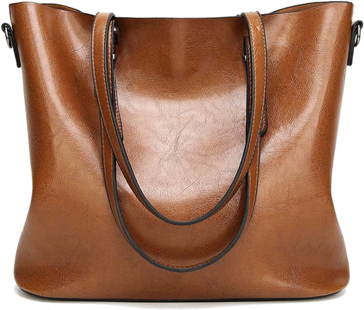 Tote Bag Dames - PU Leren Schoudertas - Hobo Handtas met Handvatten - Ideaal voor Dagelijks Gebruik - ShopVlot