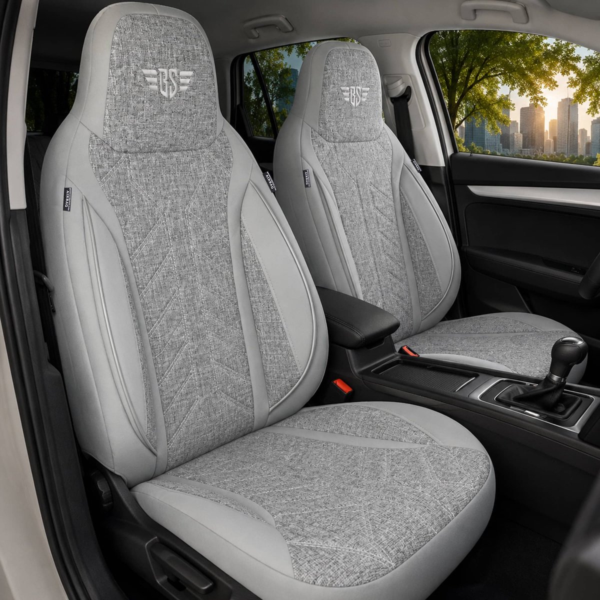 Autostoelhoezen voor Renault Captur BJ 2013-19 – Stoelhoezen voor bestuurder en passagier in Grijs