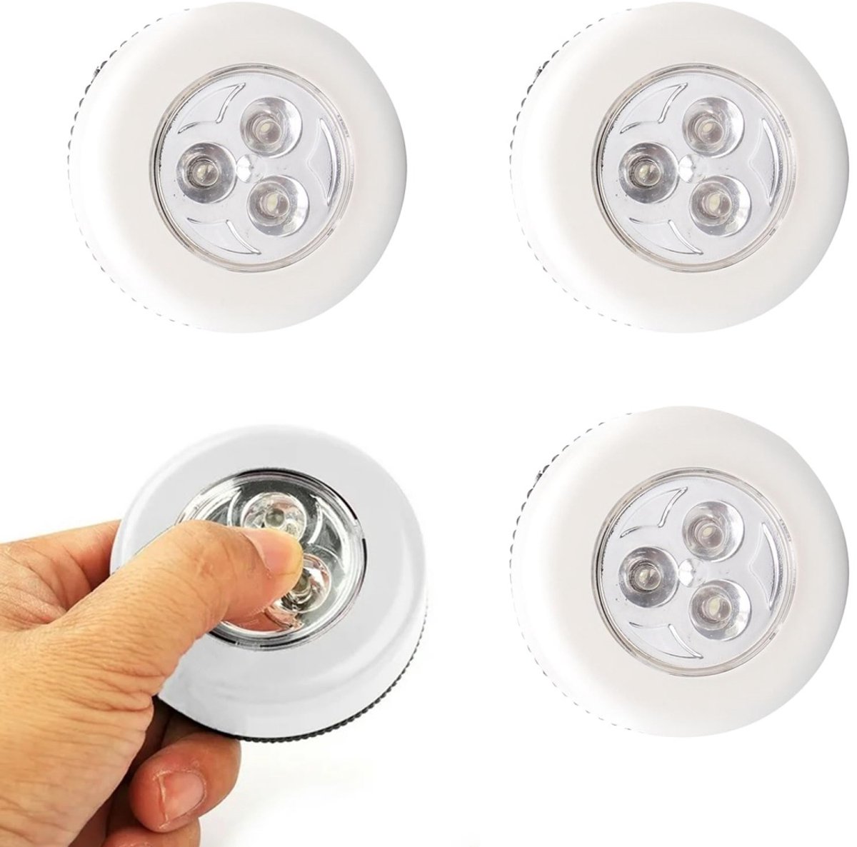 longziming -LED Nachtlampje - Draadloze Stick-on Lamp - Batterij Aangedreven Verlichting - Touch Bediening - Zelfklevend Design - ABS Kunststof - Energiezuinig Licht - Geen Boren Nodig - 3 Stuks