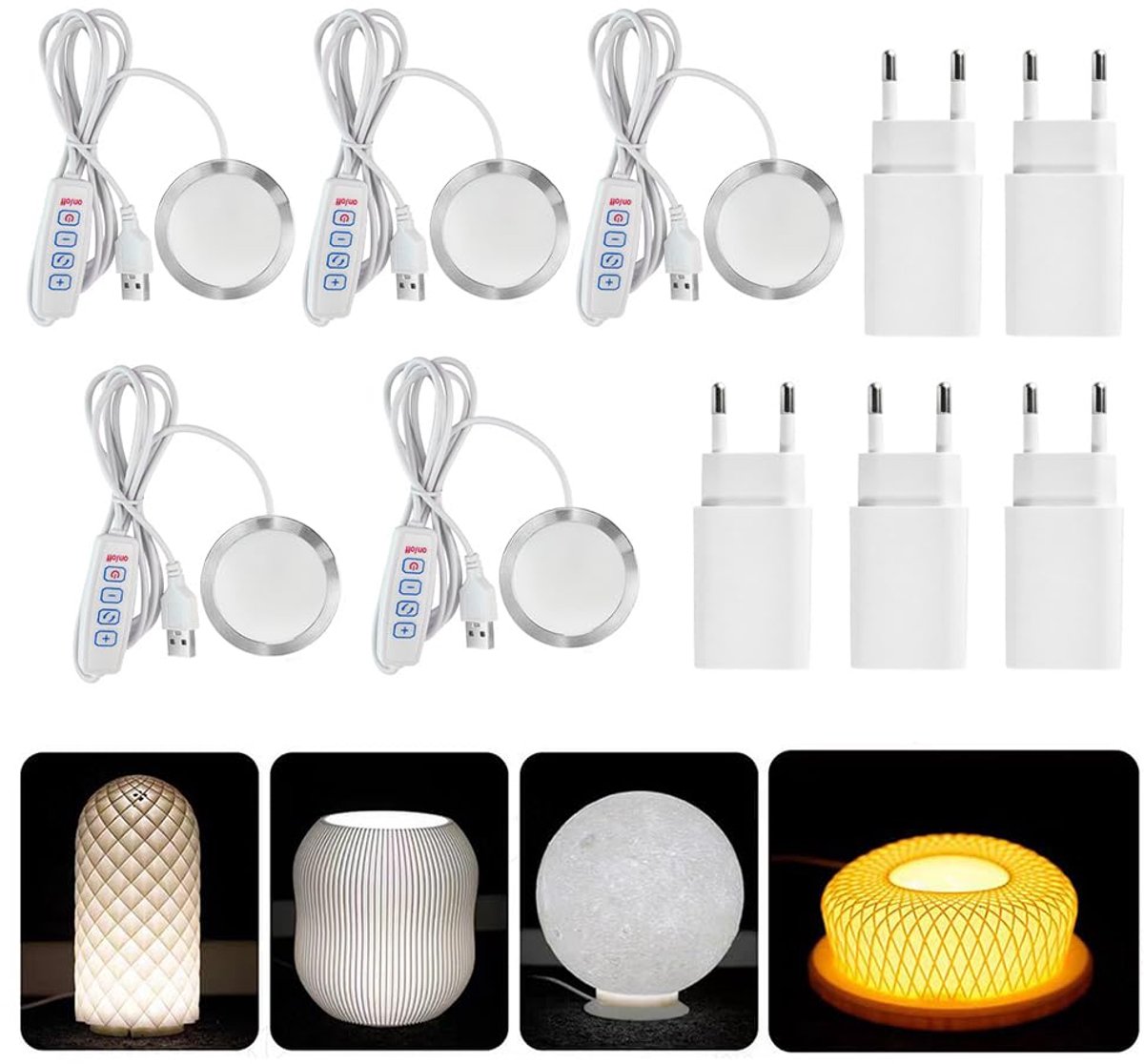 3D printer LED lichtset - 5 stuks - 3 kleuren 5 V - dimbaar voor veelzijdige verlichting - ShopVlot