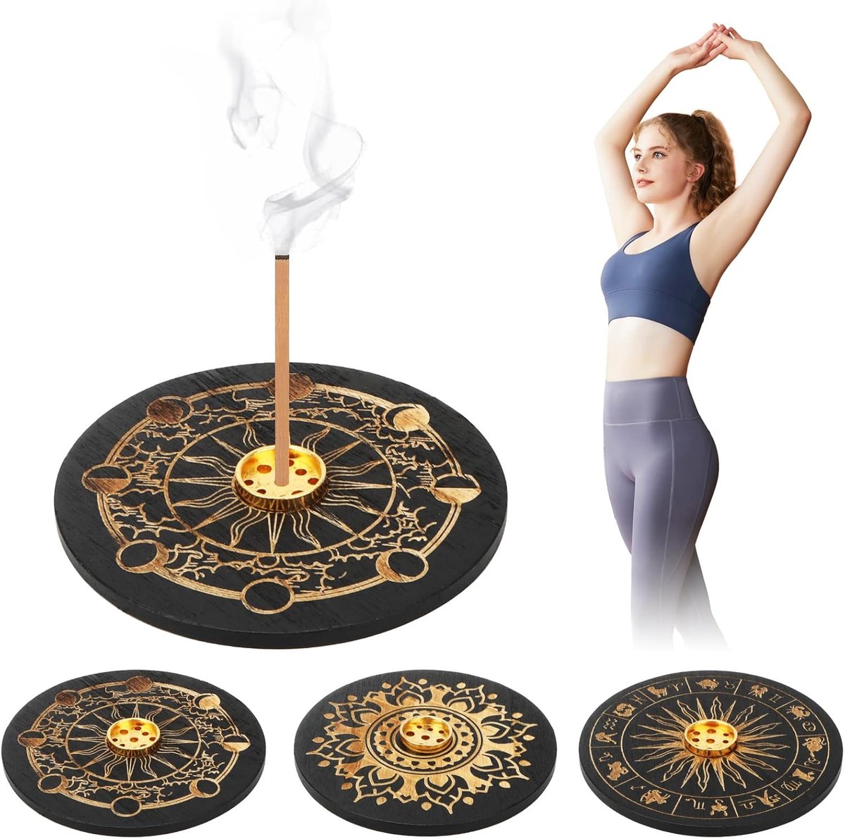 Wierookhouder 3 Stuks - Houten Wierookhouder - Met Asopvang - Ideaal voor Meditatie - ShopVlot