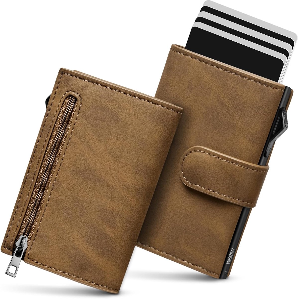 Herenportemonnee extra grote capaciteit - Pop-up slim wallet - Voor 10 kaarten - ShopVlot