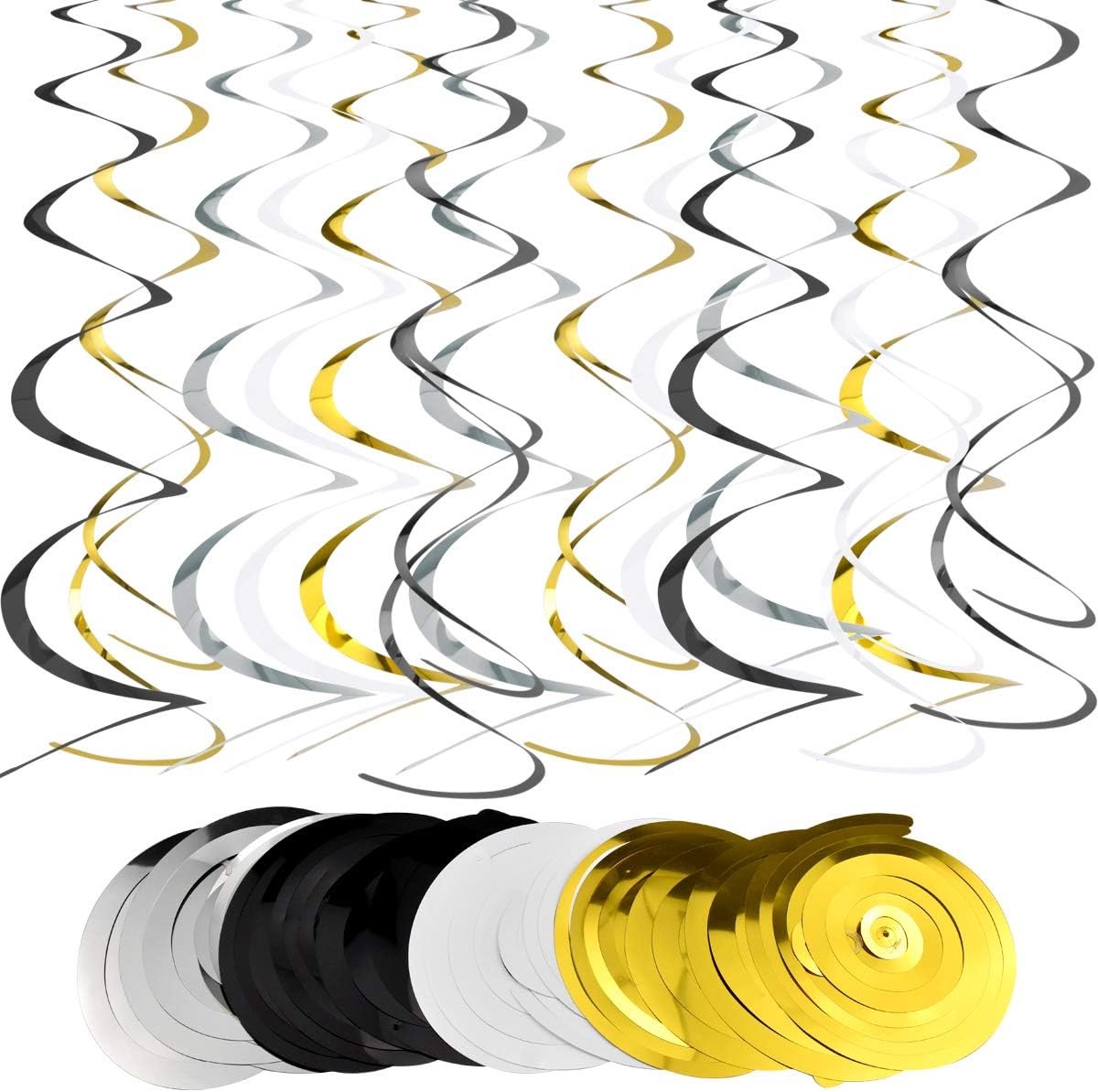 Hangende swirl versieringen 14 stuks - Multicolor folie spiralen - Herbruikbaar PVC - Perfect voor verjaardagen - ShopVlot
