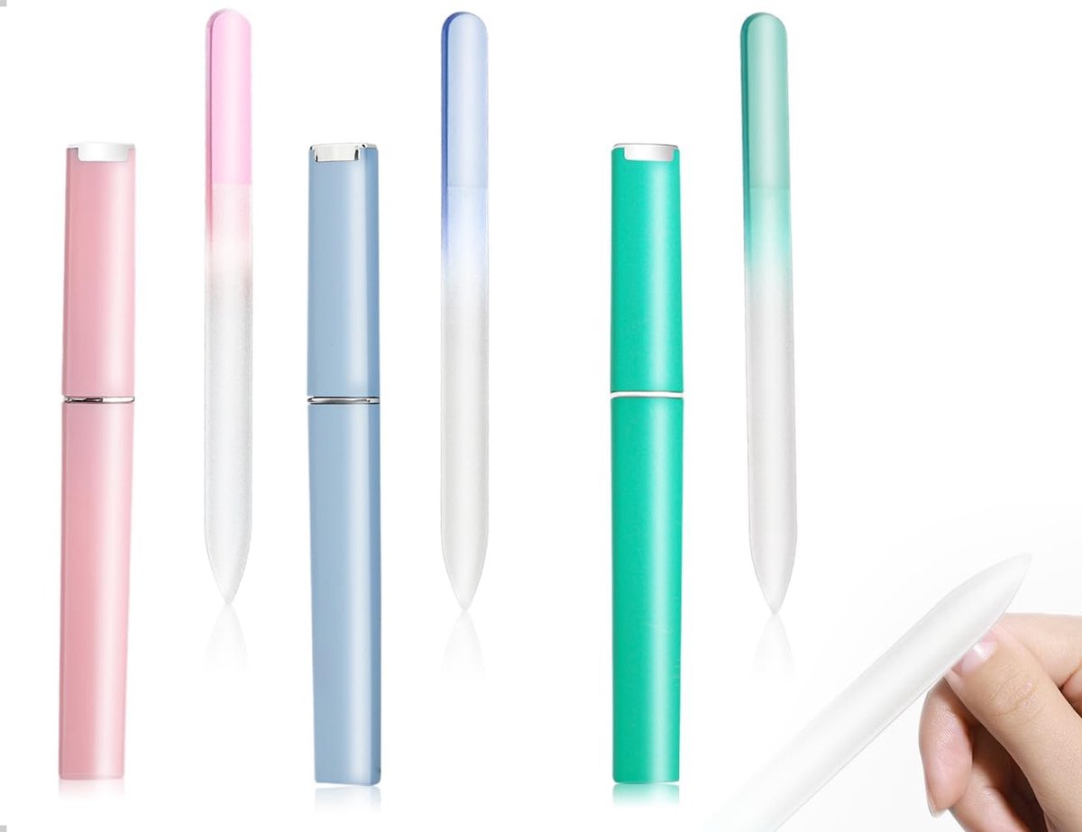 Nagelvijl set 3 stuks - dubbelzijdig met kristaloppervlak - herbruikbaar - perfect voor manicure - ShopVlot