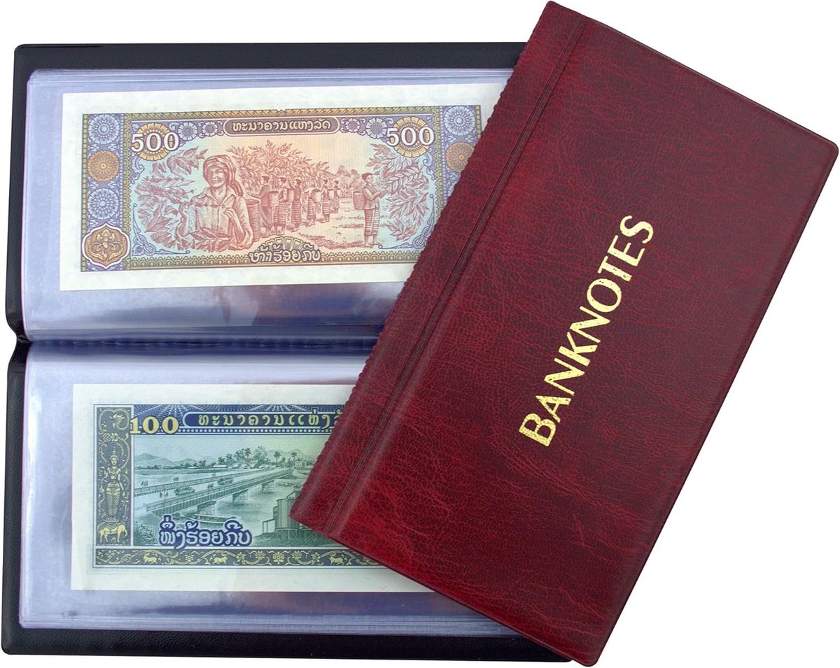 Bankbiljetalbum 20 pagina's - 11 x 19 cm - Rood - Perfect voor verzamelaars - m-winkel