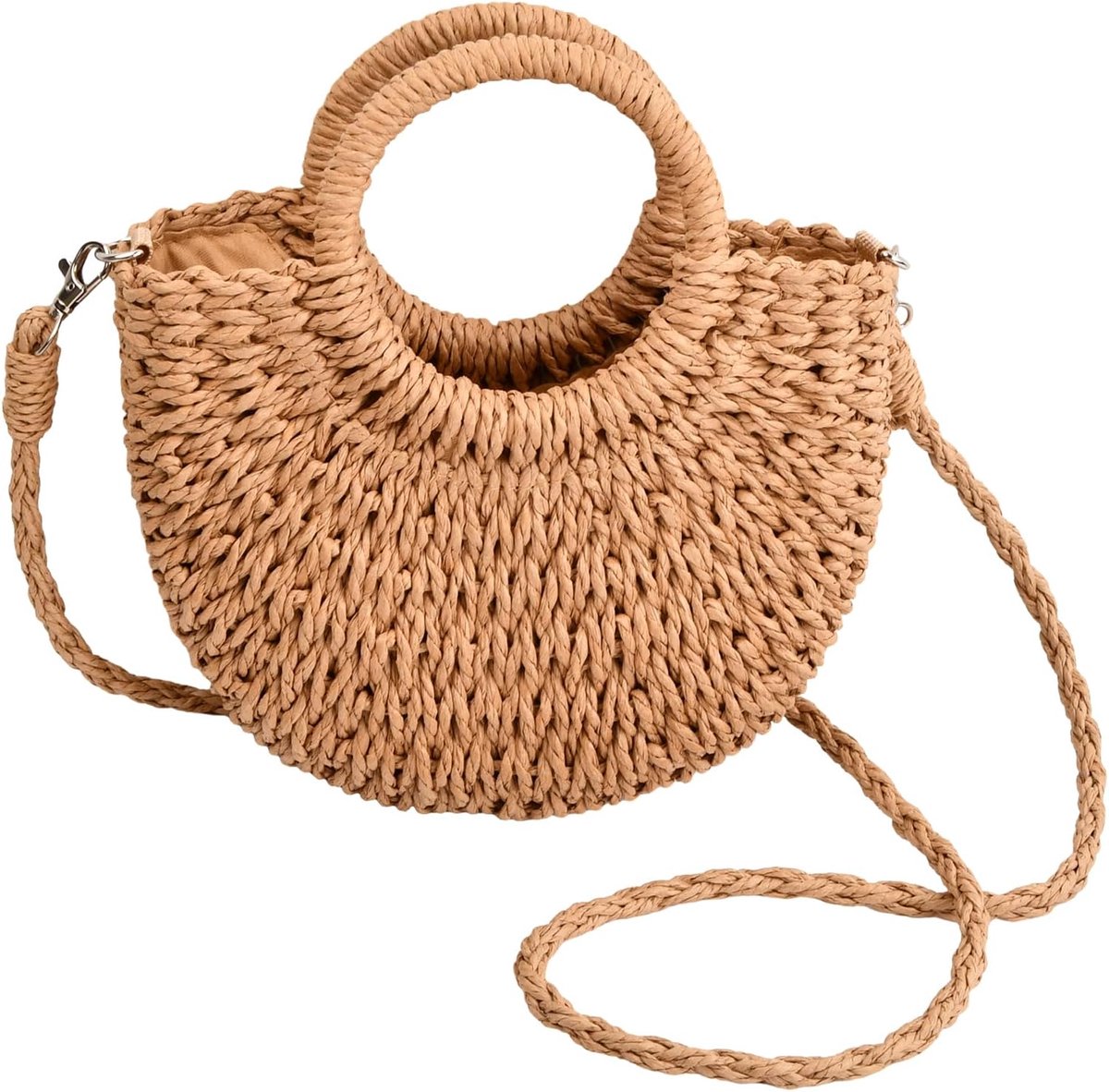 Strandtas voor dames - handgeweven rieten tas - boho stijl - perfect voor op het strand - ShopVlot