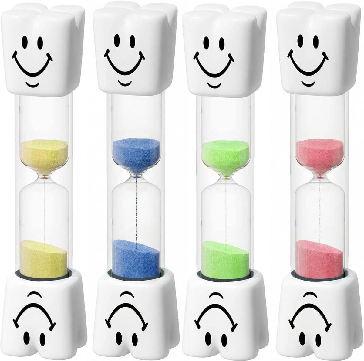 Zandloper 4Pcs - Kleurrijk met glimlach - 3 minuten timer - Voor effectieve tandenpoetsroutine - ShopVlot