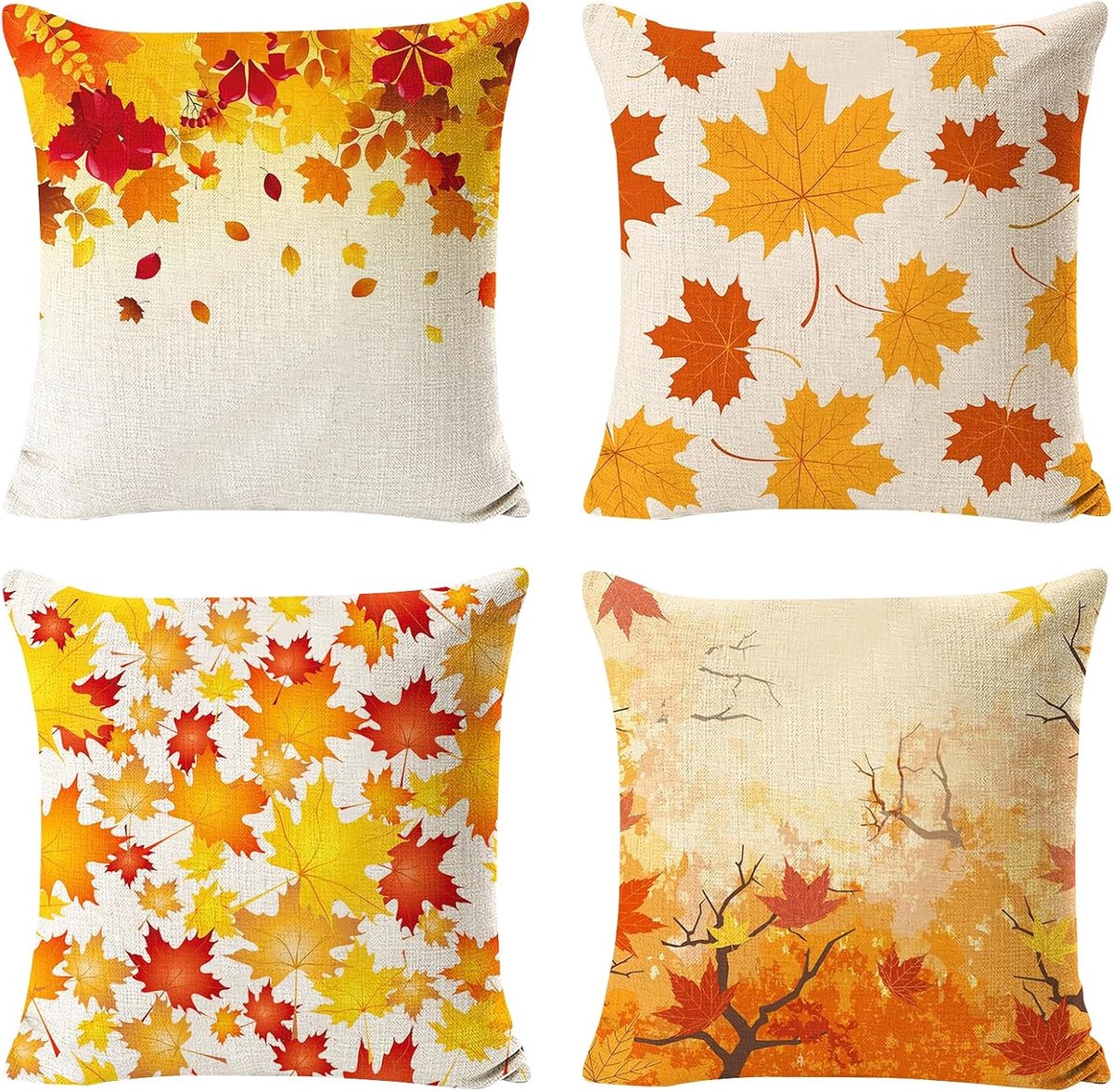 Cushion Covers 45 x 45 cm - Linnen - Herfstmotief - Perfect voor op de bank - ShopVlot