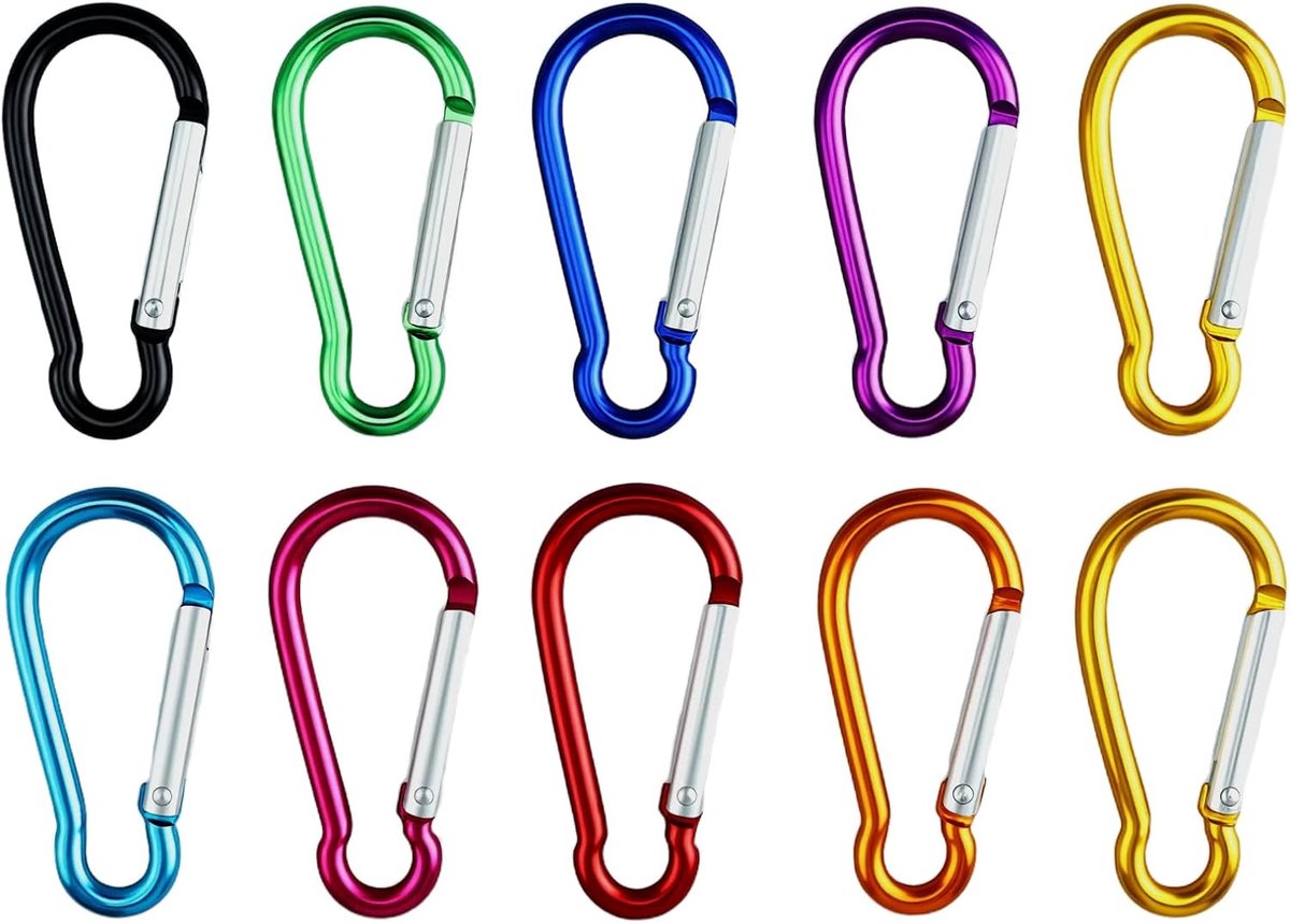 Carabiner Sleutelhanger 10 Stuks - Multicolored Aluminium - Lichtgewicht en Duurzaam - Ideaal voor Hiking - ShopVlot