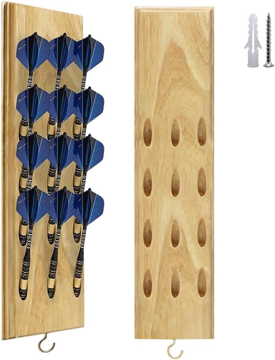 Dart houder voor 12 darts - Houten wandhouder - Voor stalen en zachte darts - Bescherming voor punten en flights - ShopVlot