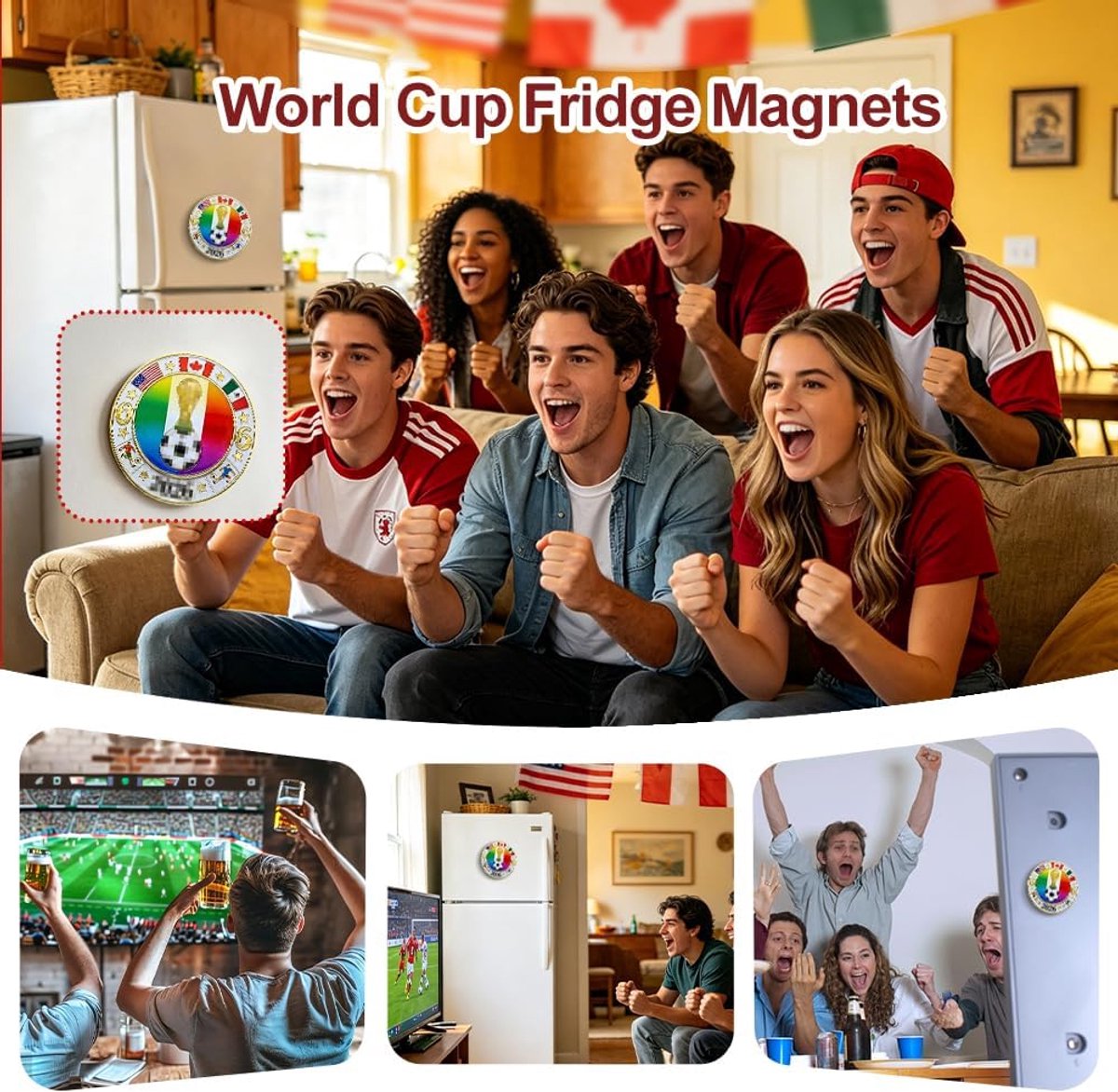 Koelkastmagneten 70 mm - Voetbaldecoratie - Grappige magneten voor voetballers - Sterke grip op metalen oppervlakken - ShopVlot