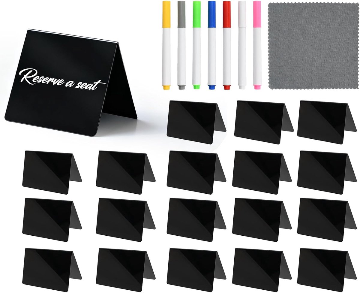 Mini schoolbordjes set van 20 - dubbelzijdig - compact ontwerp - ideaal voor prijslabels en evenementen - ShopVlot