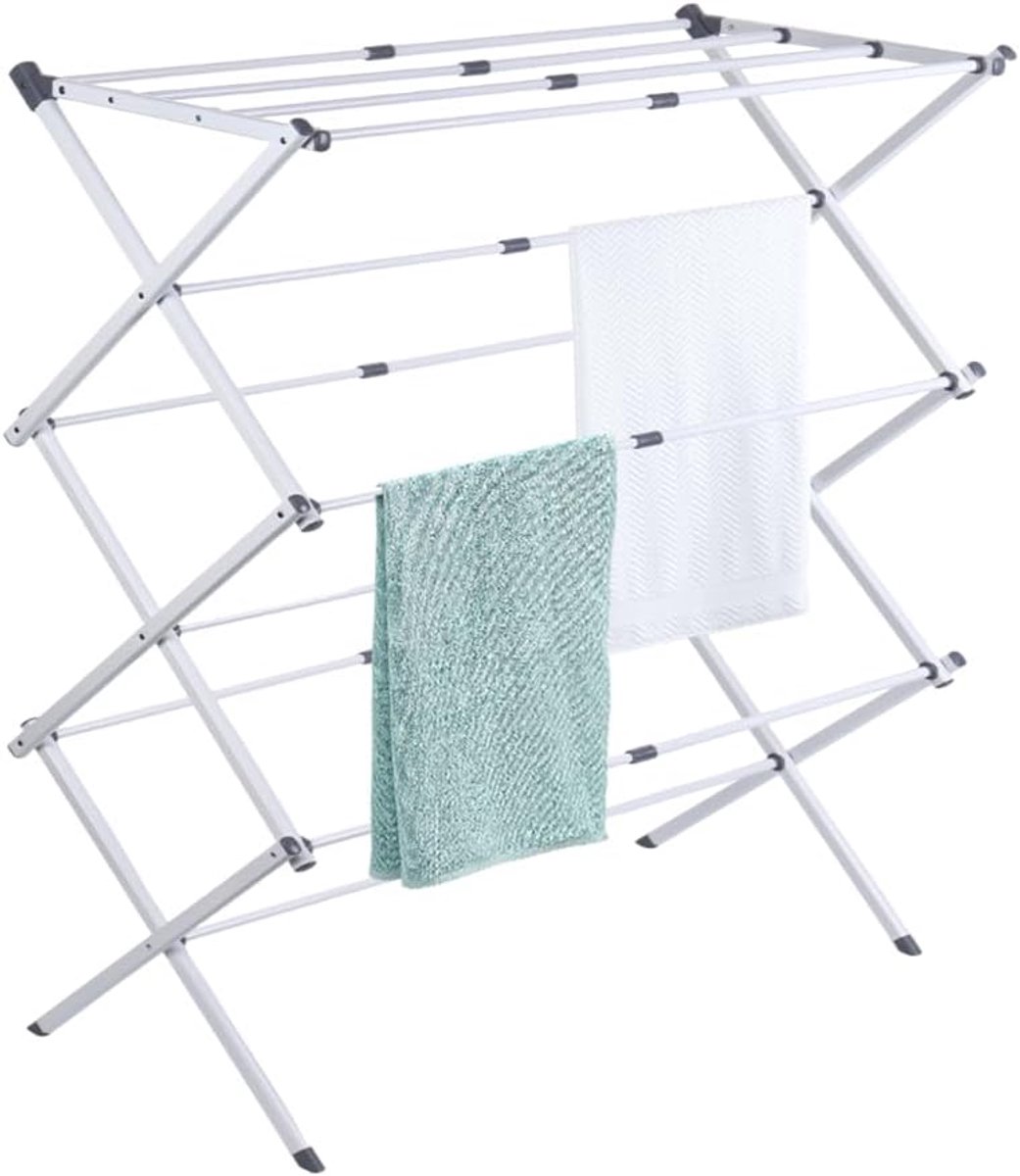 Kledingdroogrek uitbreidbaar 43-75 cm - metalen opvouwbaar - ruimtebesparend - ideaal voor snel drogen - ShopVlot