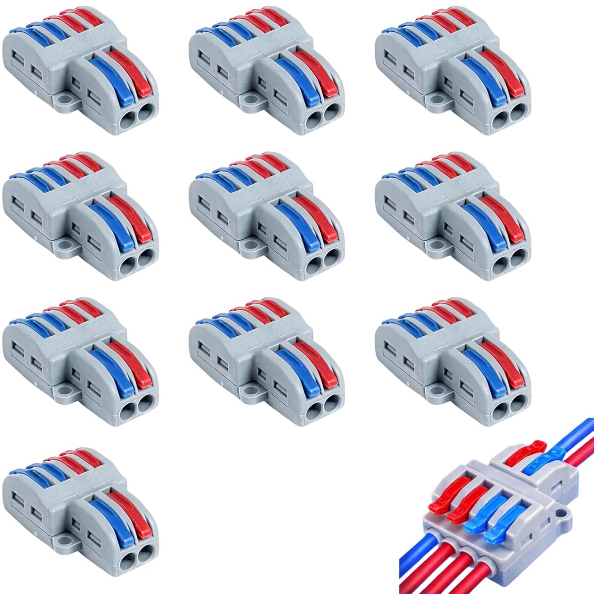 elektrische dominostenen D2-4 - 10 stuks - snelconnectoren - betrouwbare bekabeling voor projecten - ShopVlot