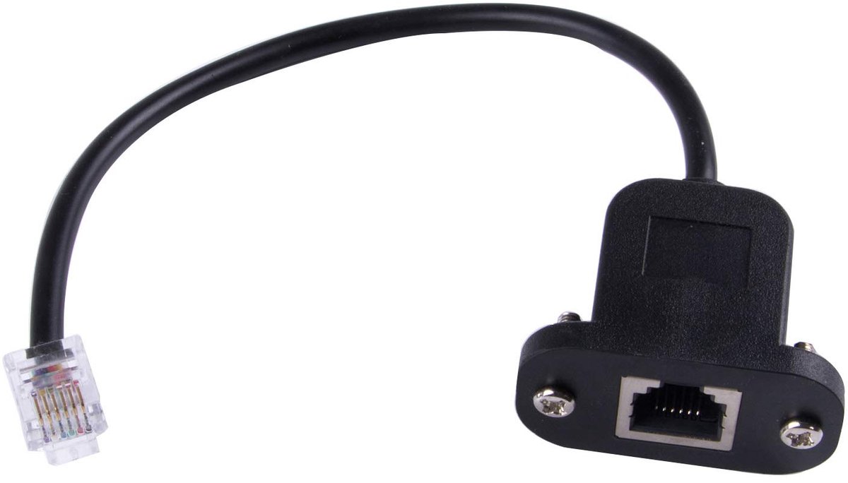 RJ12 6p6c kabel 15cm - vrouwelijke naar mannelijke aansluiting - paneelmontage - ideaal voor netwerken - ShopVlot