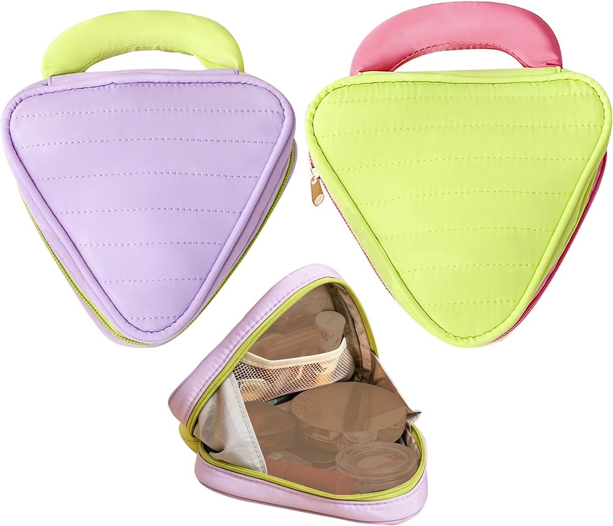Make-uptas voor dames 15x15 cm - driehoekig - met netvakken - ideaal voor opbergen - ShopVlot