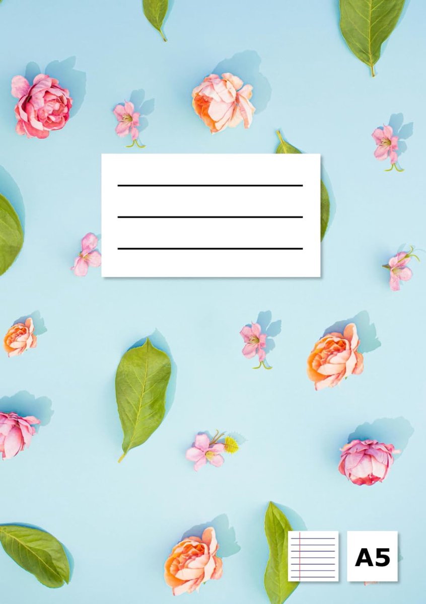 Schrift met lijntjes A5 - bloemencover - 80 pagina's - ideaal voor notities - ShopVlot