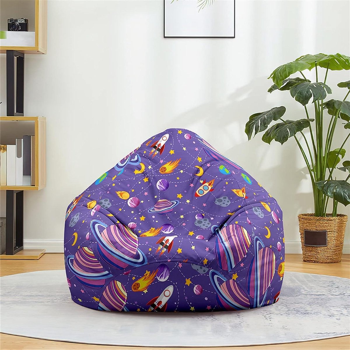 Zitzakhoes - Stoelhoes Zonder Vulling - Ontspannen Zitten - Sterrenhemel Patroon - 90x110 cm - Zonnestelsel