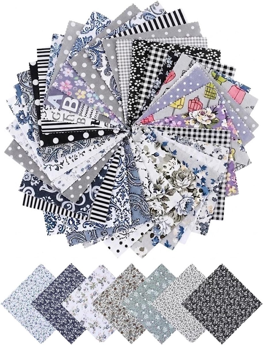 Stofrestjes 50 stukjes 10x10 cm - kleurrijke katoenen patchworkstof - diverse bloemenpatronen - perfect voor knutselen - ShopVlot