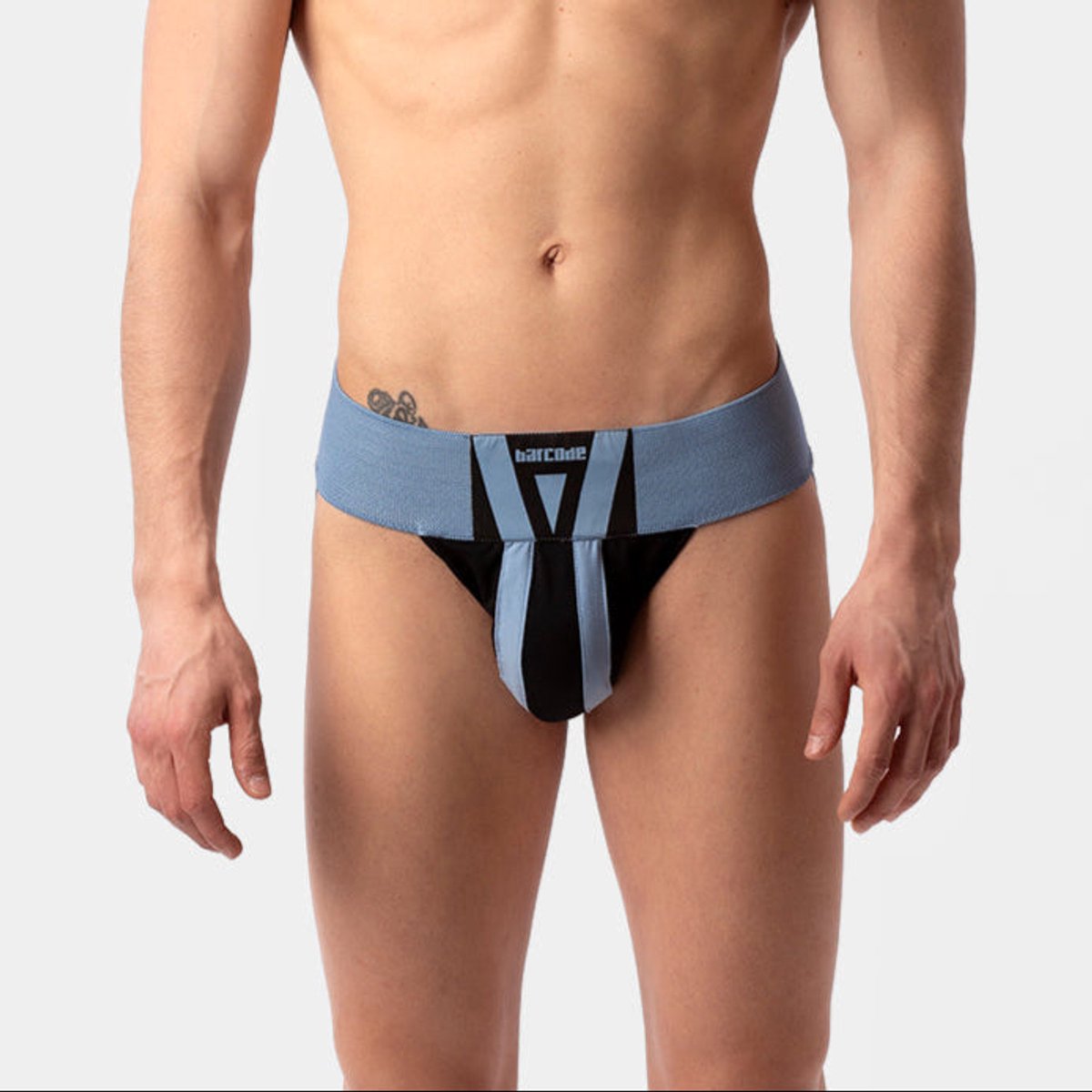 Barcode Berlin Jockstrap Zuri Bluebeige/Black - MAAT M - Heren Ondergoed - Jockstrap voor Man - Mannen Jock