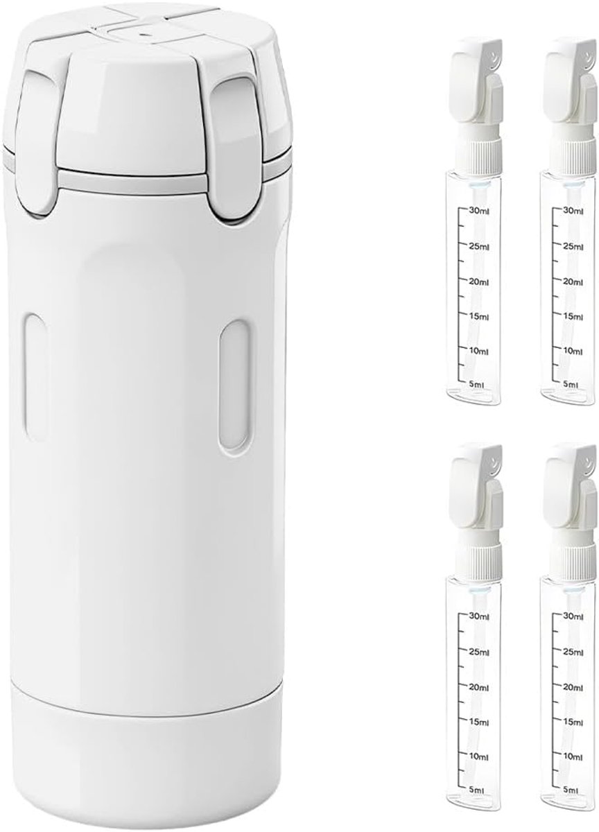 Reisdispenser 4-in-1 - Compacte flesdispenser - Lekvrije knijptechnologie - Ideaal voor toiletartikelen - ShopVlot