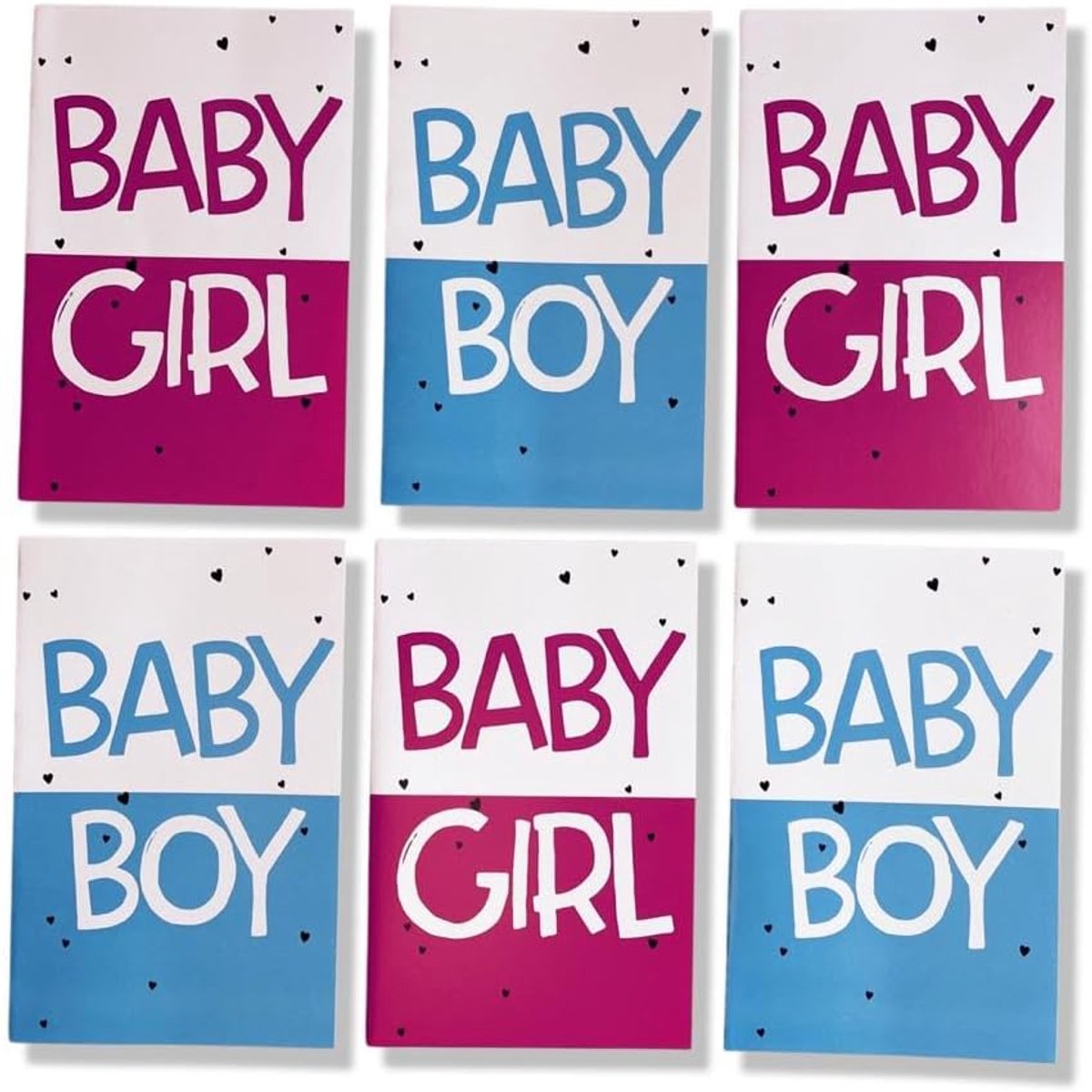 SnelShoppen - 6 Luxe Geboortekaartjes voor Jongens en Meisjes - Geboorte Wenskaarten met Enveloppen - Diverse Dessins voor Nieuwe Ouders en Grootouder