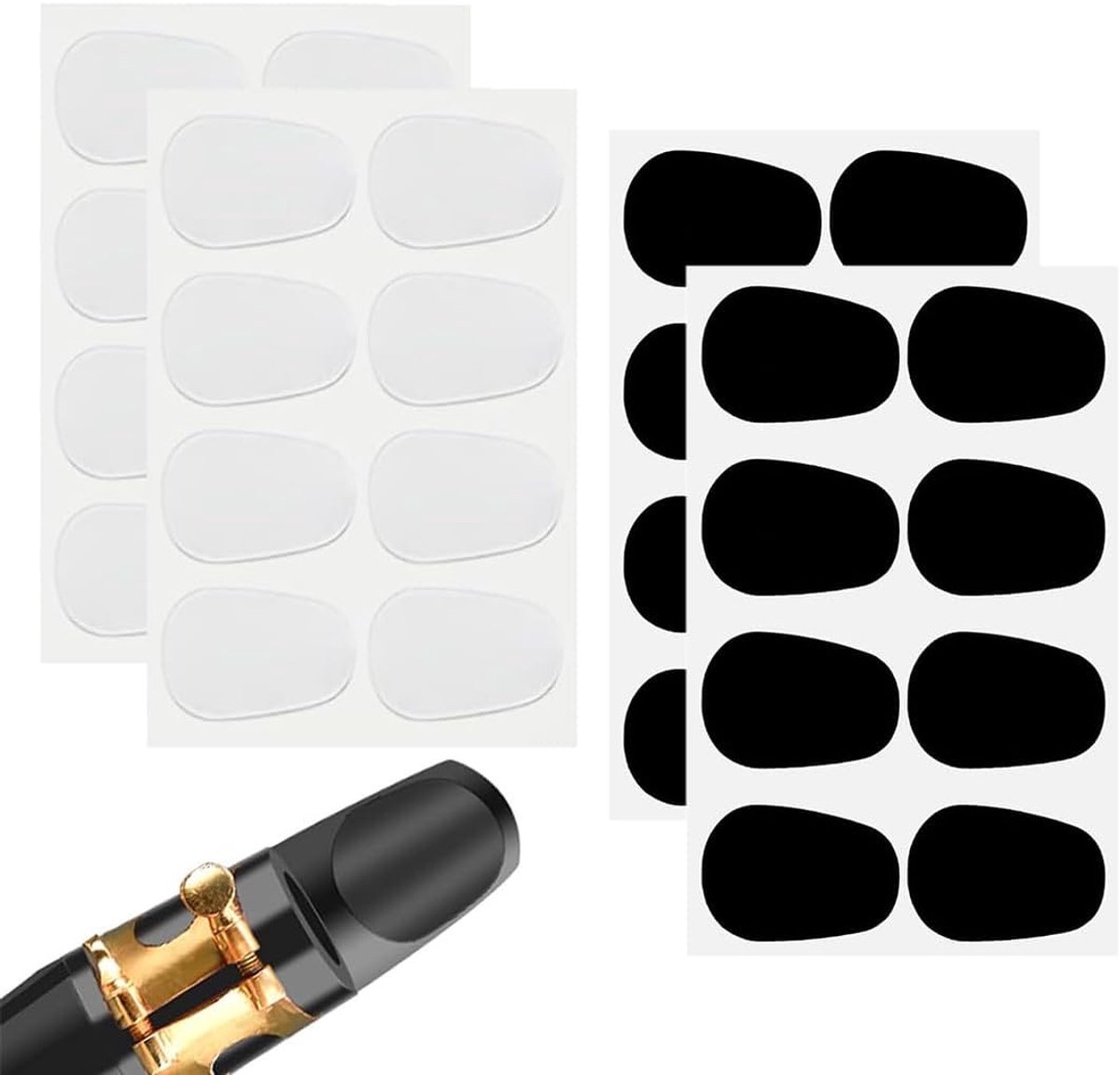 Mondstuk bescherming 32pcs 0.5mm - rubberen bite pads - zwart en helder - ShopVlot