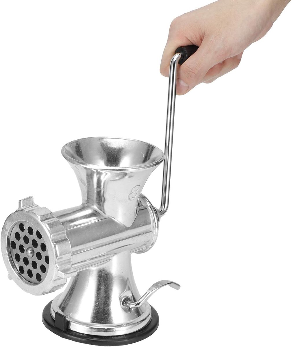 Vleesmaler Aluminium met Zuignap - 17 x 17 x 12 cm - Silver - Ideaal voor het Maken van Worst - ShopVlot