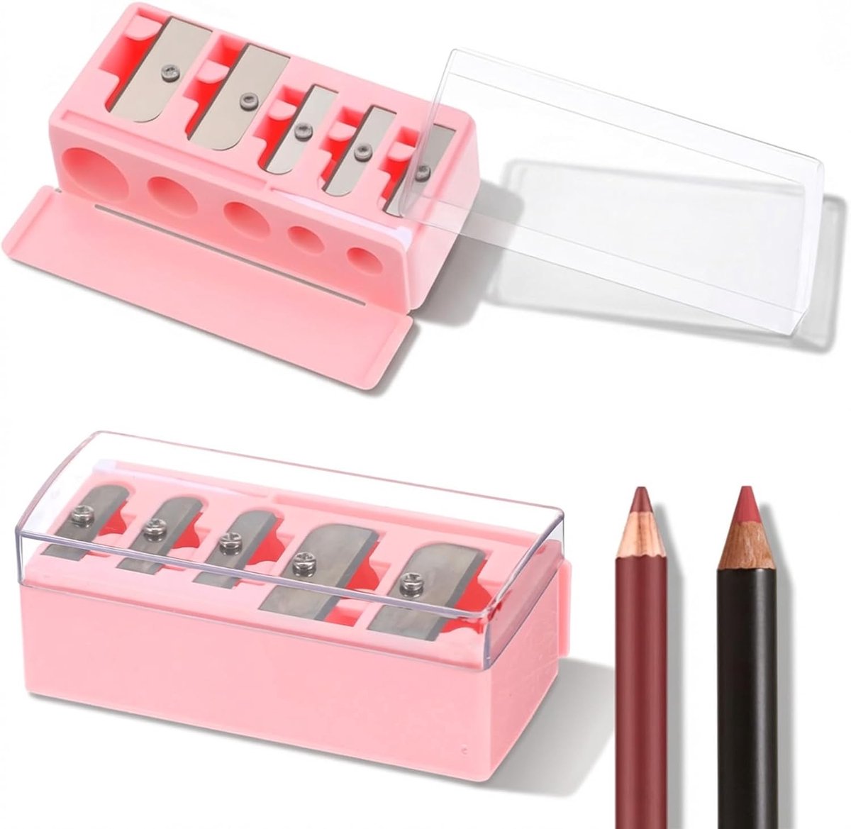 cosmetische potloodslijper 5-gaats - roze - veelzijdig ontwerp - perfect voor onderweg - ShopVlot