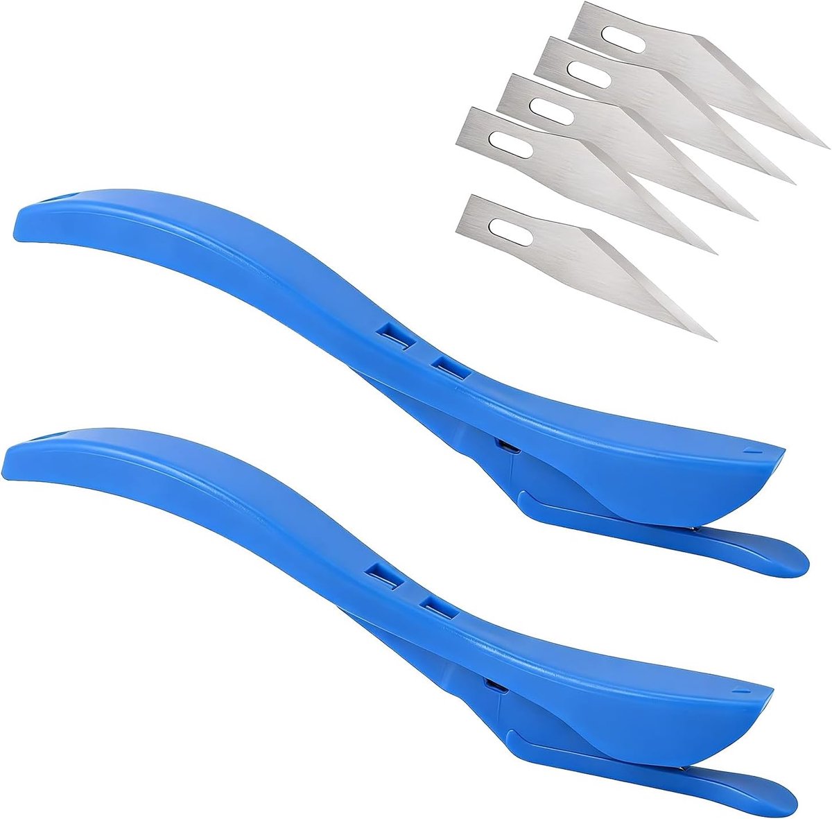 cadeaupapiersnijder 2 stuks - blauw - met 5 reservemesjes - ideaal voor nauwkeurig knutselen - ShopVlot