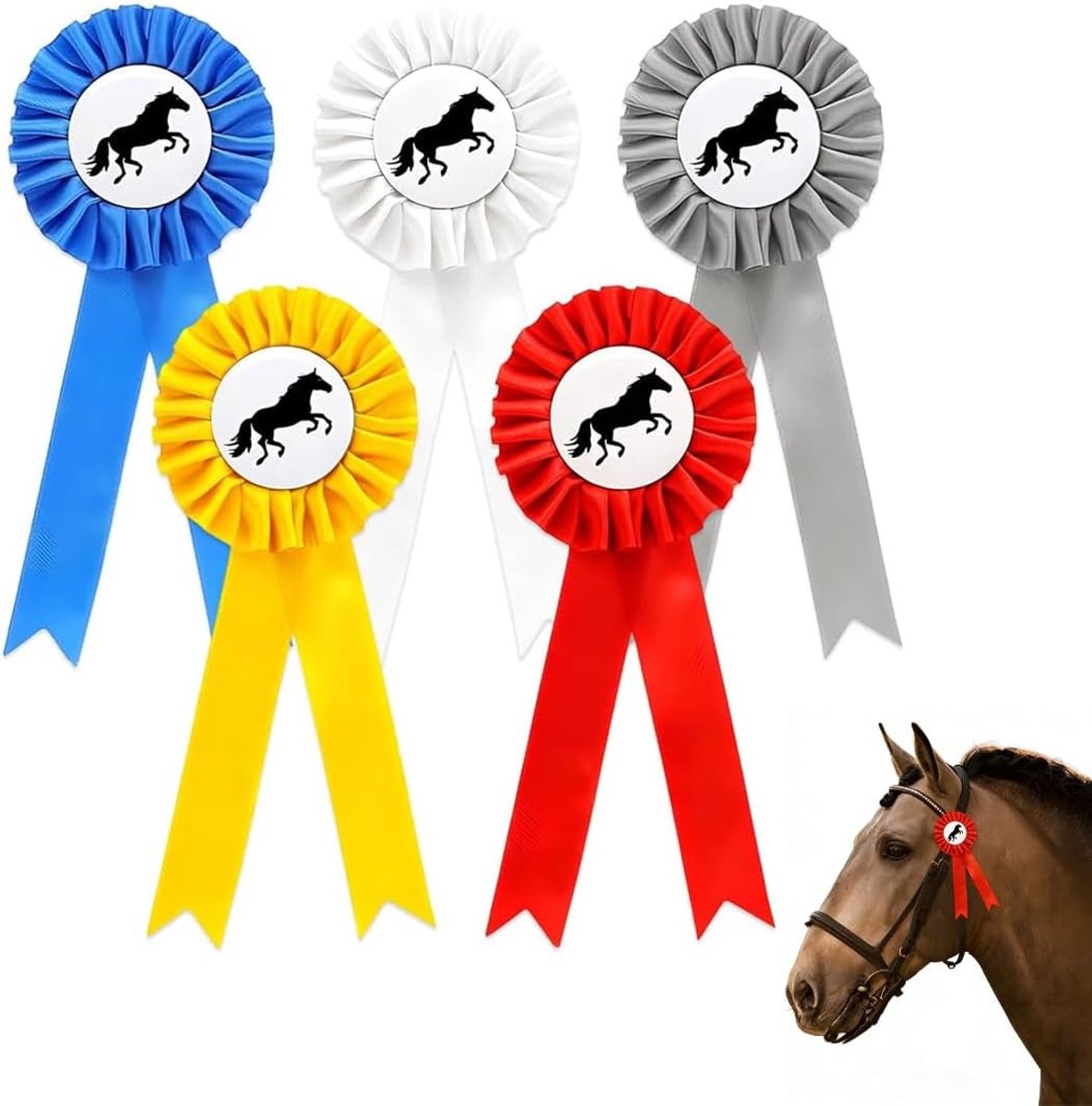 toernooistrikken 5 stuks - kleurmedailles - grappige paardenaccessoires - beloon je winnaars - SnelShoppen