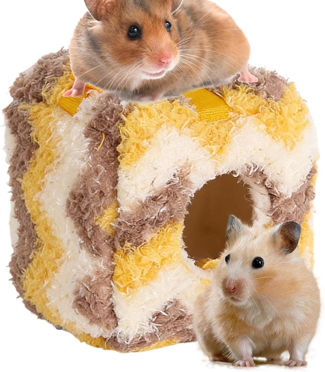 Huisdierbed - Hamsternestje - Kooien inrichten - Constante temperatuurfunctie - 10x10x10 cm - Geel