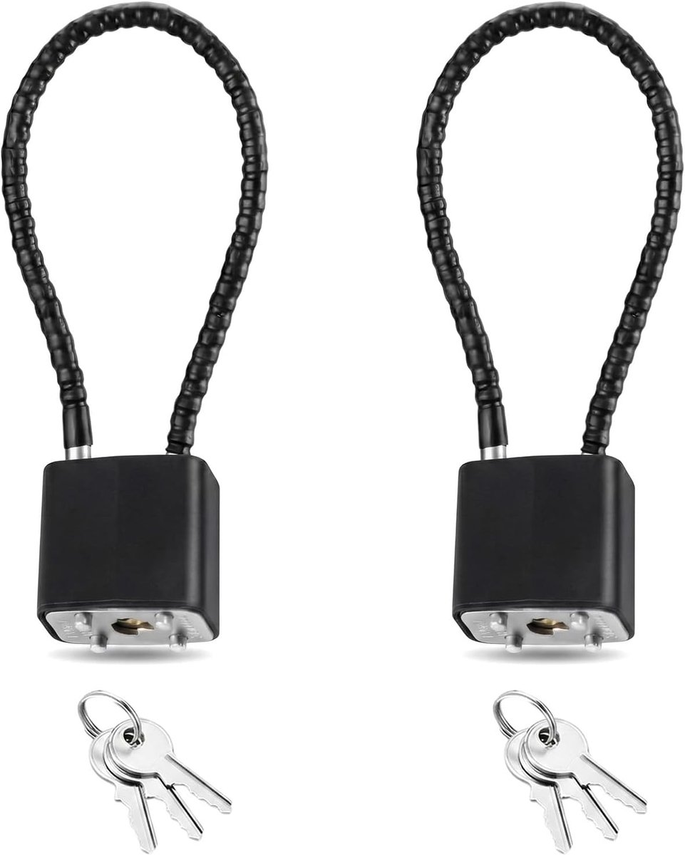 Hangslot set 2 stuks - robuust met sleutel - kabelslot met reservesleutels - ideaal voor koffer en fiets - SnelShoppen