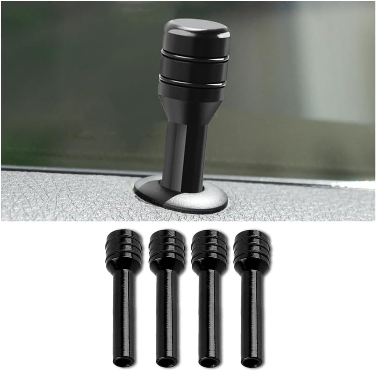 SnelShoppen - JNNJ Deurslotknop, Universele Deurslot Cover, Interieur Deurslot voor Auto, 4 Stuks, Zwart, Aluminium Legering, Stevig en Duurzaam, Kras