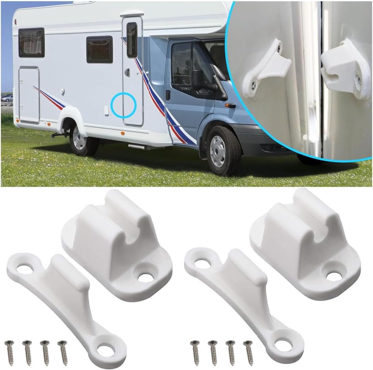 Deurstopper voor caravans - T-vormige nylon stop - weerbestendig - houdt je deur open - SnelShoppen