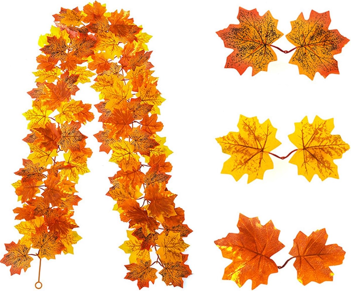Kunststof herfst bladeren slinger 175 cm - Zijde bladeren - Makkelijk op te hangen - Perfect voor decoratie - SnelShoppen