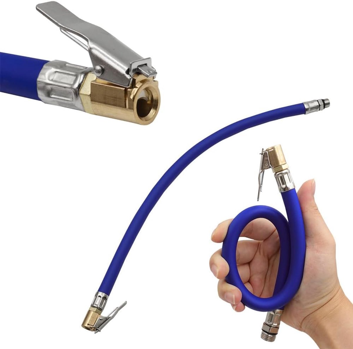Luchtslang voor auto en motor 1/4" - rubber flexibel - snel opblazen zonder wielafdekking - SnelShoppen