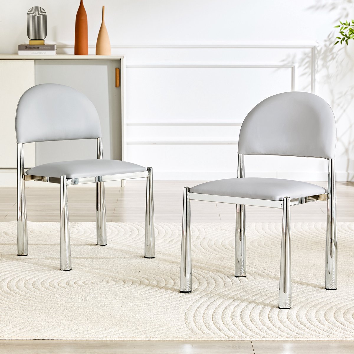 Clruro Eetkamerstoelen - 80 cm - 2 Stuks met Halfronde Rug - PU-Leer en Metaal