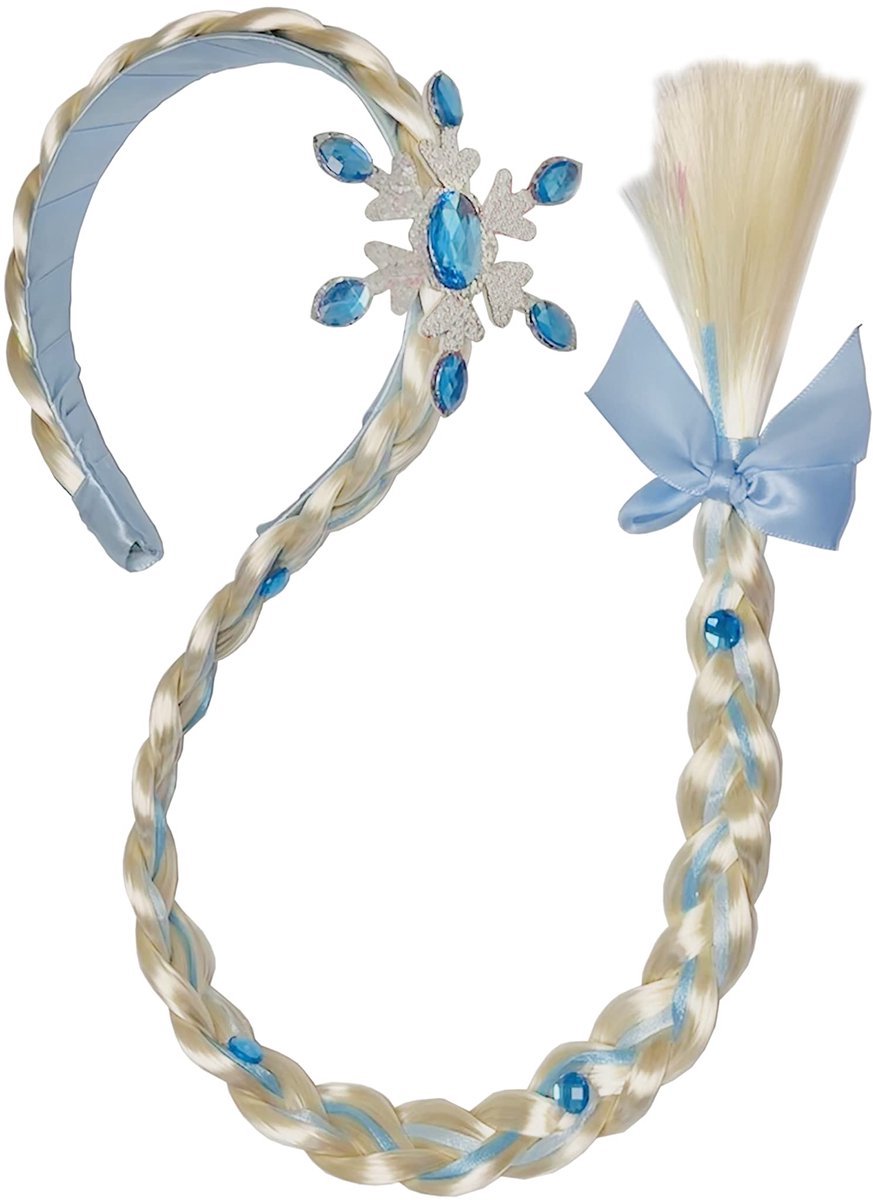 Casalora Lange Vlecht - Prinses Haarband - Frozen Prinses Verkleedkleding met Vlecht en Haarband - Carnavalskleding Meisjes