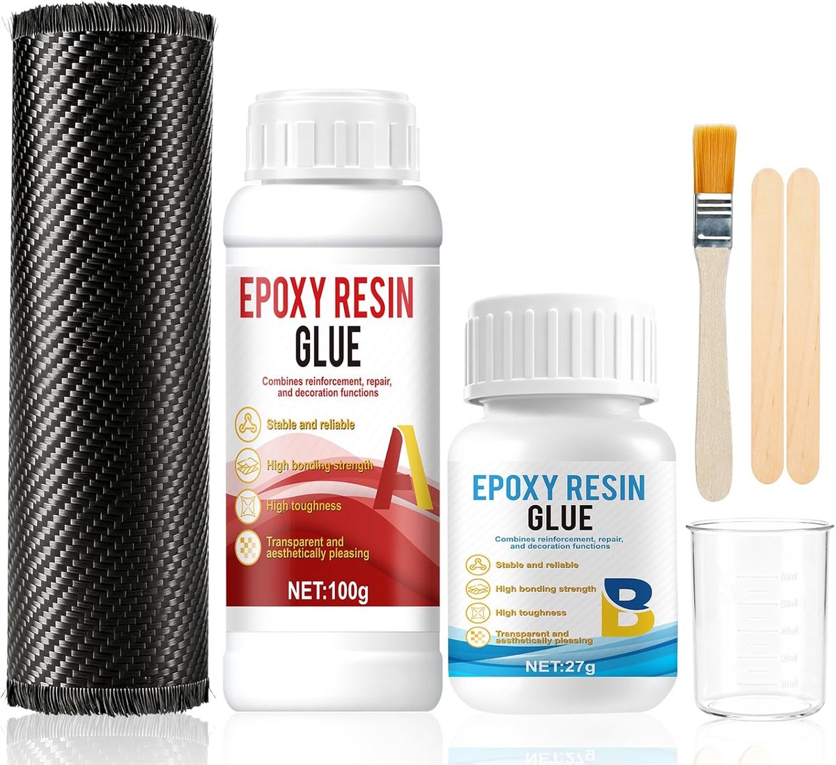 Carbon Fiber Repair Kit 100g - Epoxy Hars - Voor Fietsen en Auto Onderdelen - Sterke en Transparante Reparatie - ShopVlot
