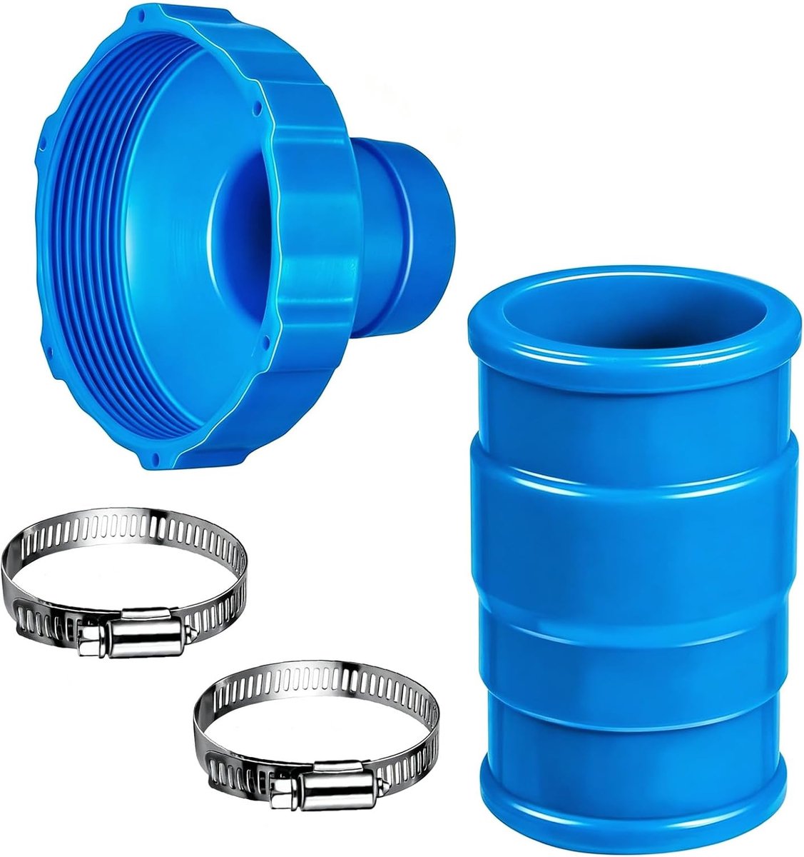 Adapter voor skimmer zwembad 1,5 inch - universele verbindingsset - RVS slangklemmen - installatie zonder gereedschap - ShopVlot