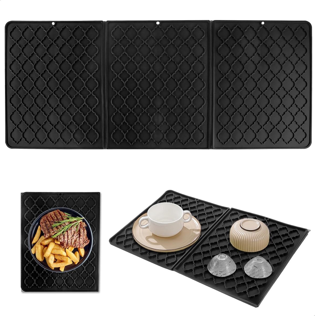 Afwasdroogmat 60 x 25,5 cm - Opvouwbare siliconen mat - Warmtebestendig en antislip - ShopVlot