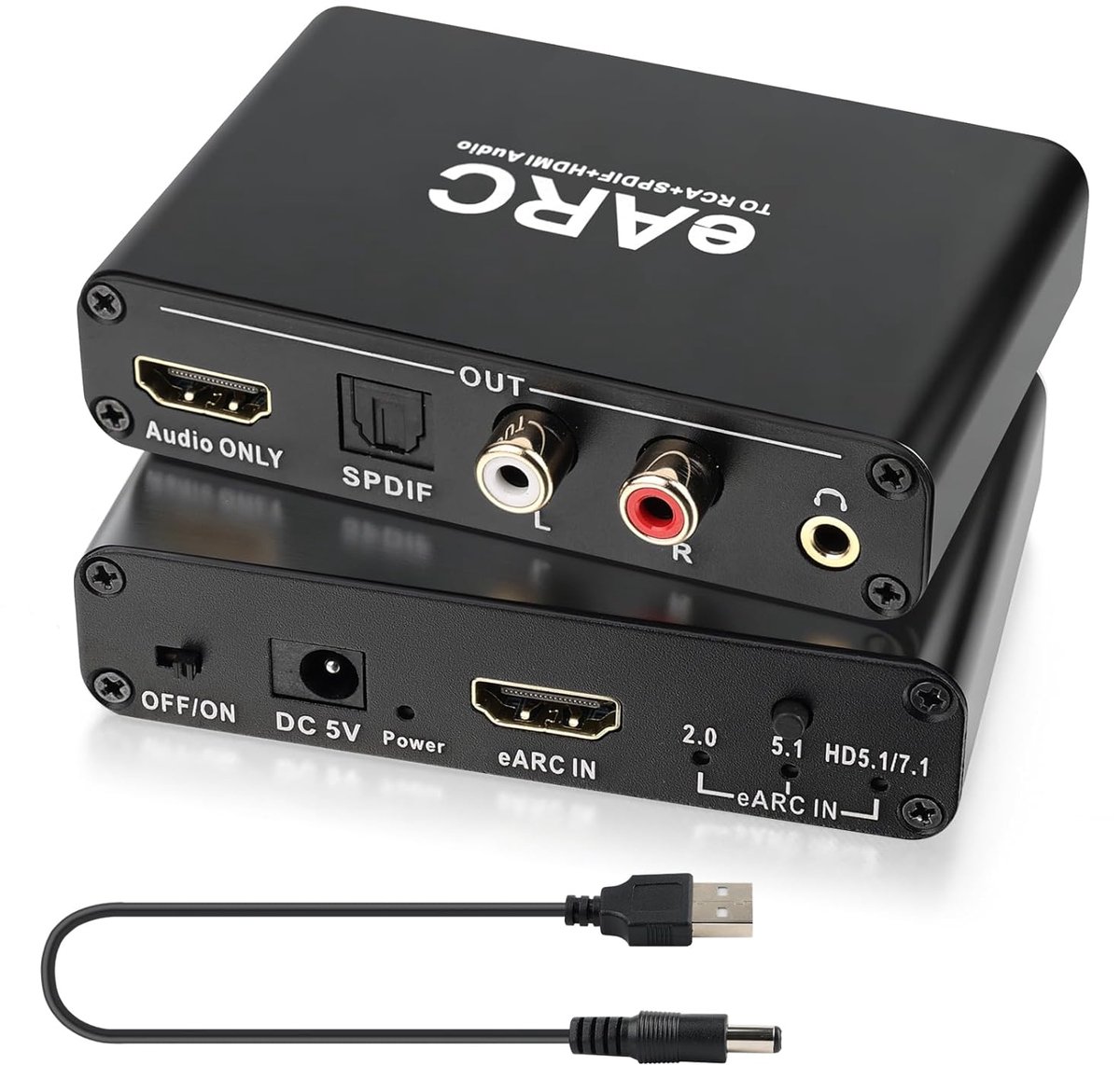 Audio Extractor 192kHz - eARC/ARC - HDMI, Optisch, RCA en 3,5mm - Geschikt voor HDTV - ShopVlot