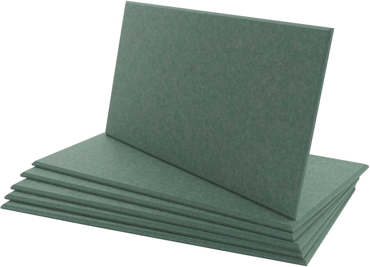 Set van 6 akoestische wandpanelen MCW-L52, wandpanelen, akoestische platen, geluidsisolerend, oppervlakte 1 m², afmetingen 60 x 30 cm ~ groen