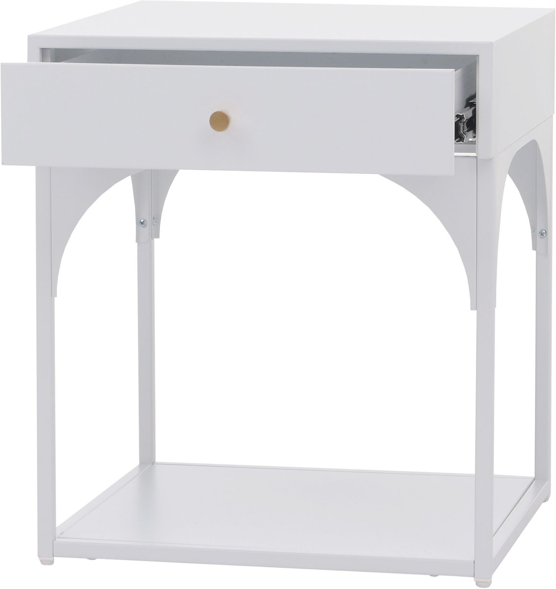 MCW Nachtkastje MCW-O88, commode bijzettafel nachtkastje, lade metaal 50x43x41cm ~ wit