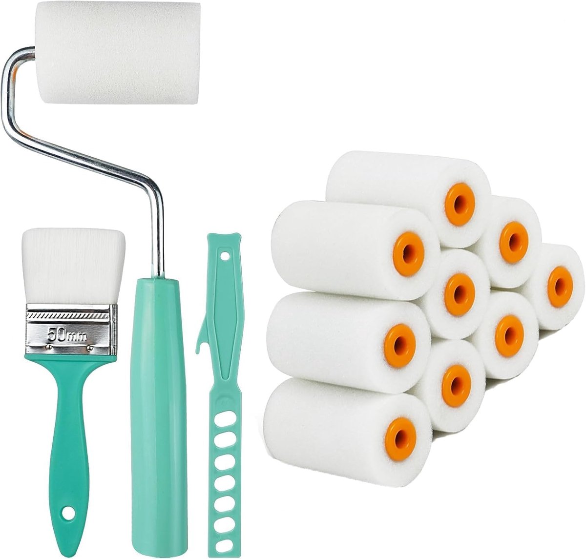 Verfroller klein - Schuimverfroller met handvat - Ideaal voor hoeken en randen - Perfect voor schilderwerk - ShopVlot